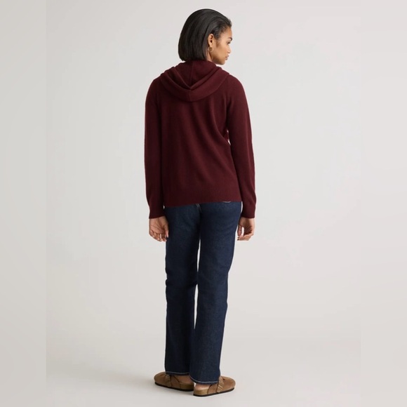 Quince Women’s Mongolian Cashmere Full Zip Hoodie L burgundy NWT - Picture 4 of 13